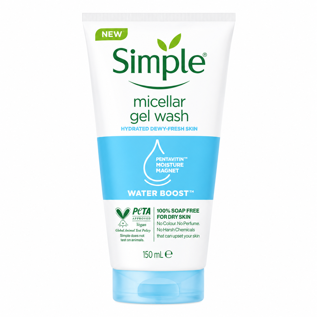 Simple Water Boost Micellar Gel Face Wash For Dry & Sensitive Skin 150ml