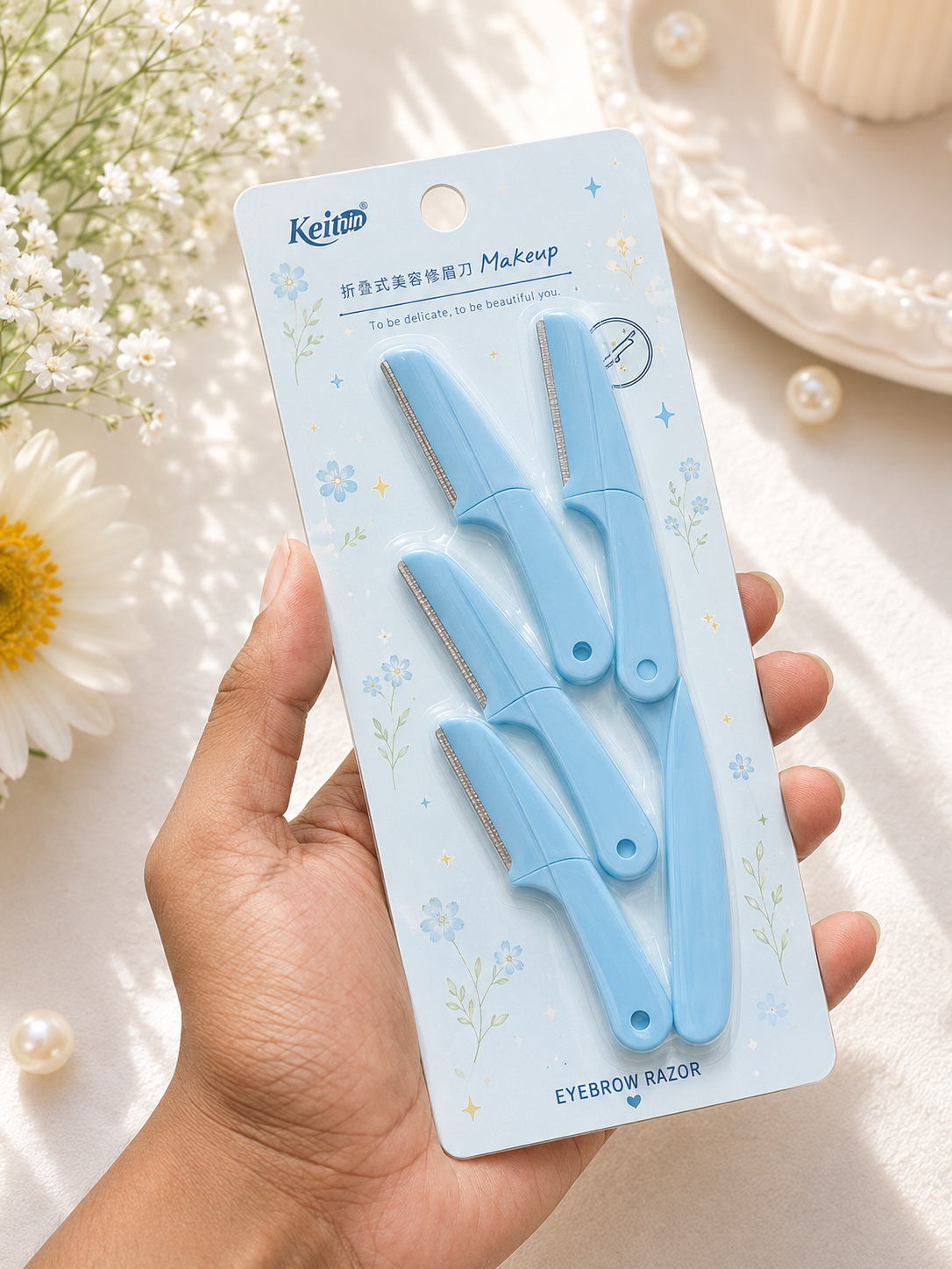 keli 4 Pcs Foldable Eyebrow Facial Hair Removal Shaper and Trimmer in - Facial Razor